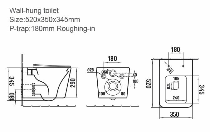Riviera Rimless Square Wall Hung Pan Including Soft Close Seat - Gloss White