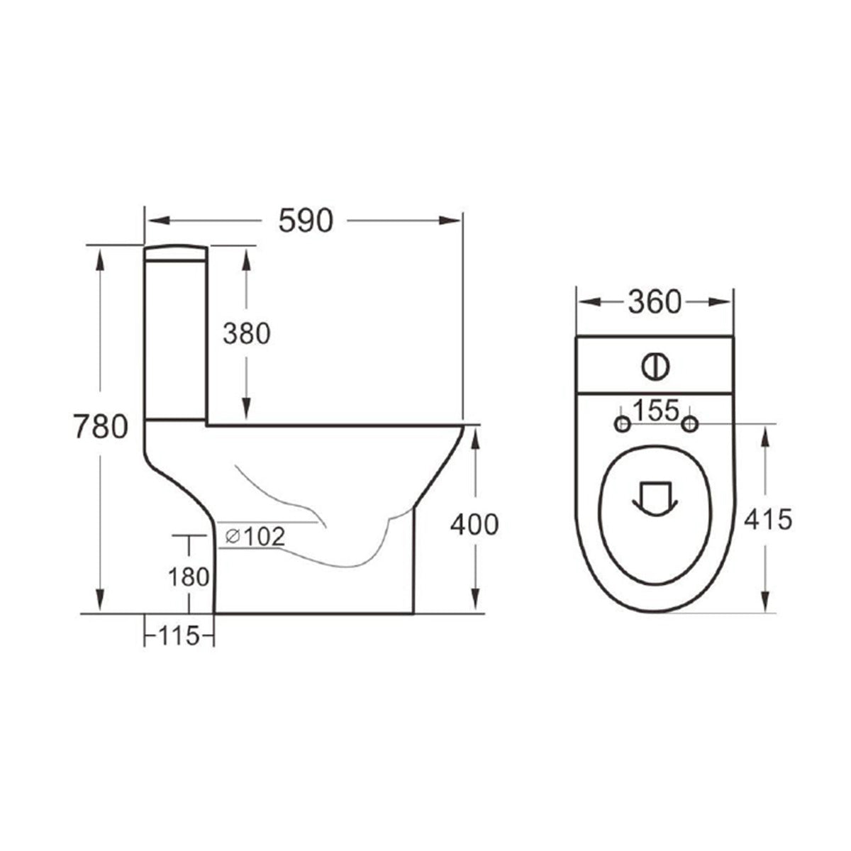 Middleton Rimless Open Back Pan Including Cistern & Soft Close seat