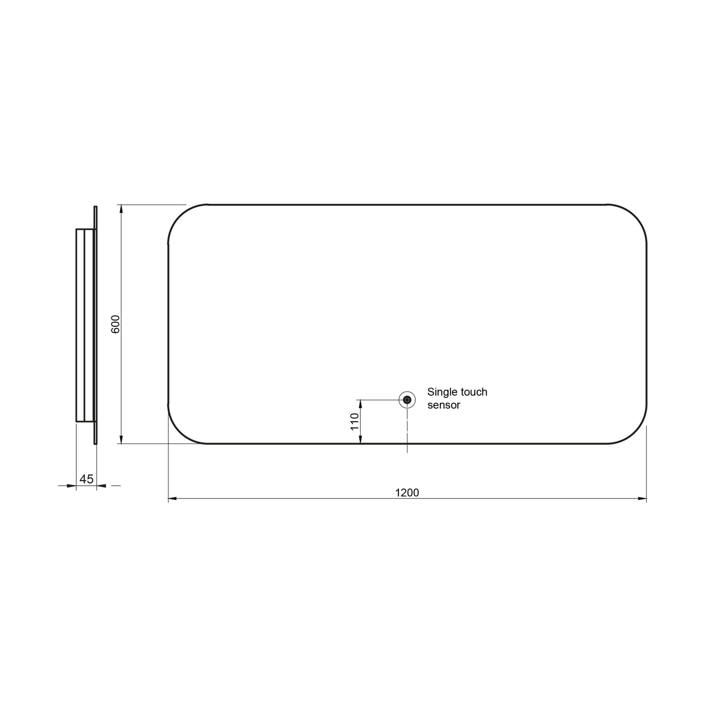 Aura LED Mirror 600x1200mm