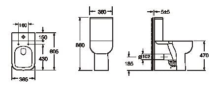 Choices Comfort Height Open Back Pan Including Cistern & Soft Close Seat