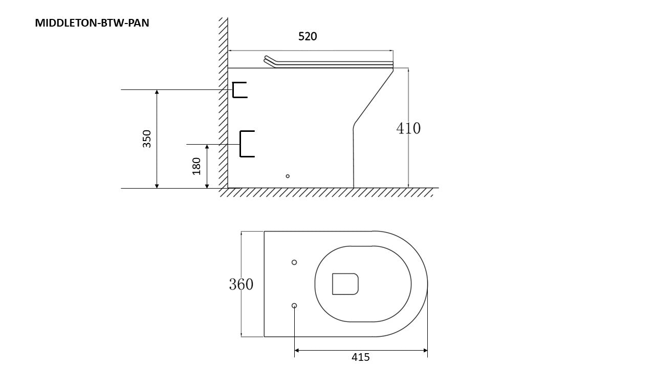 Middleton Rimless Back To Wall Pan & Soft Close Seat