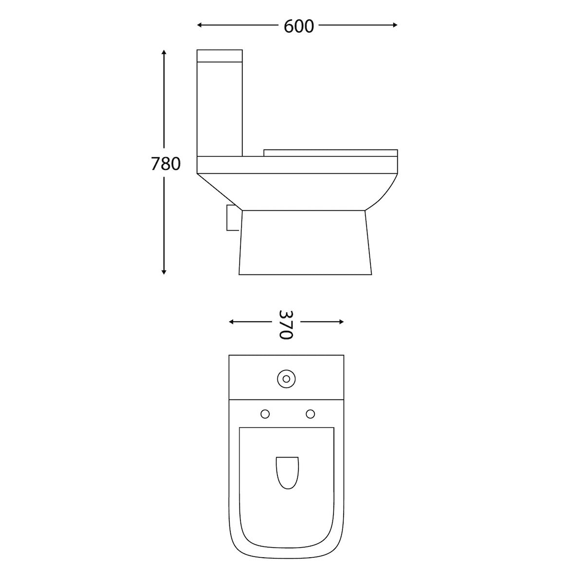 Porto Rimless Open Back Pan Including Cistern & Wrap Over Seat