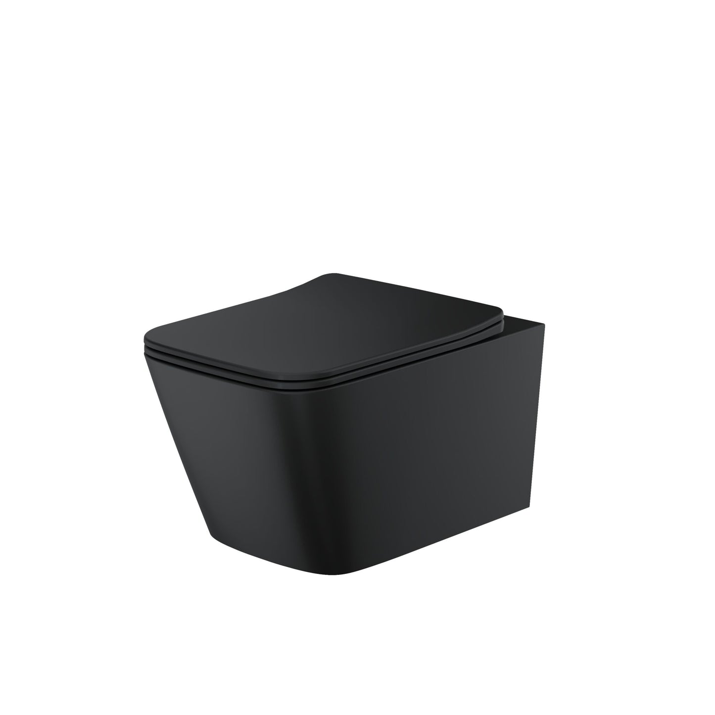 Riviera Rimless Square Wall Hung Pan Including Soft Close Seat - Matte Black