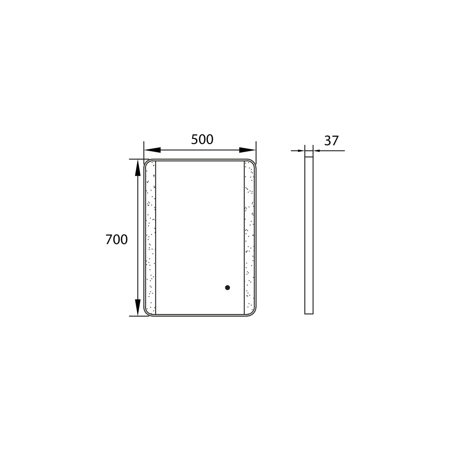 Mono Soft Square Mirror W/Demister and Colour Change 500X700mm