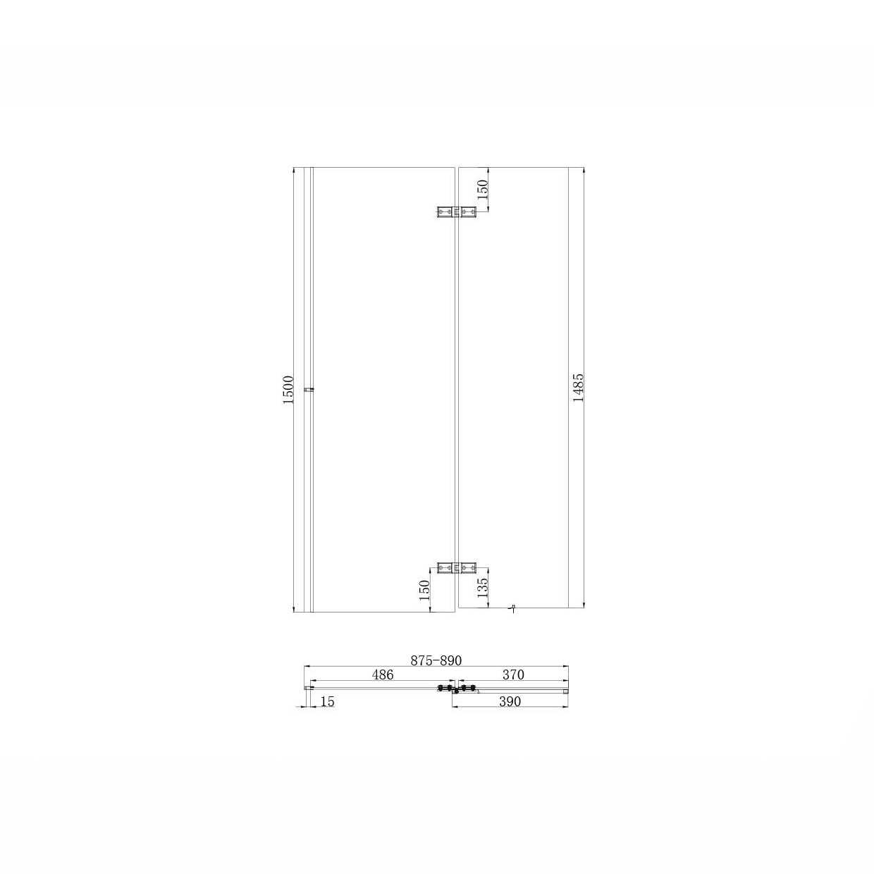 Chrome Square 900mm Pivot Bath Screen Including Fixed Panel