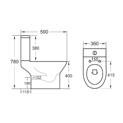 Middleton Rimless Open Back Pan Including Cistern & Soft Close seat