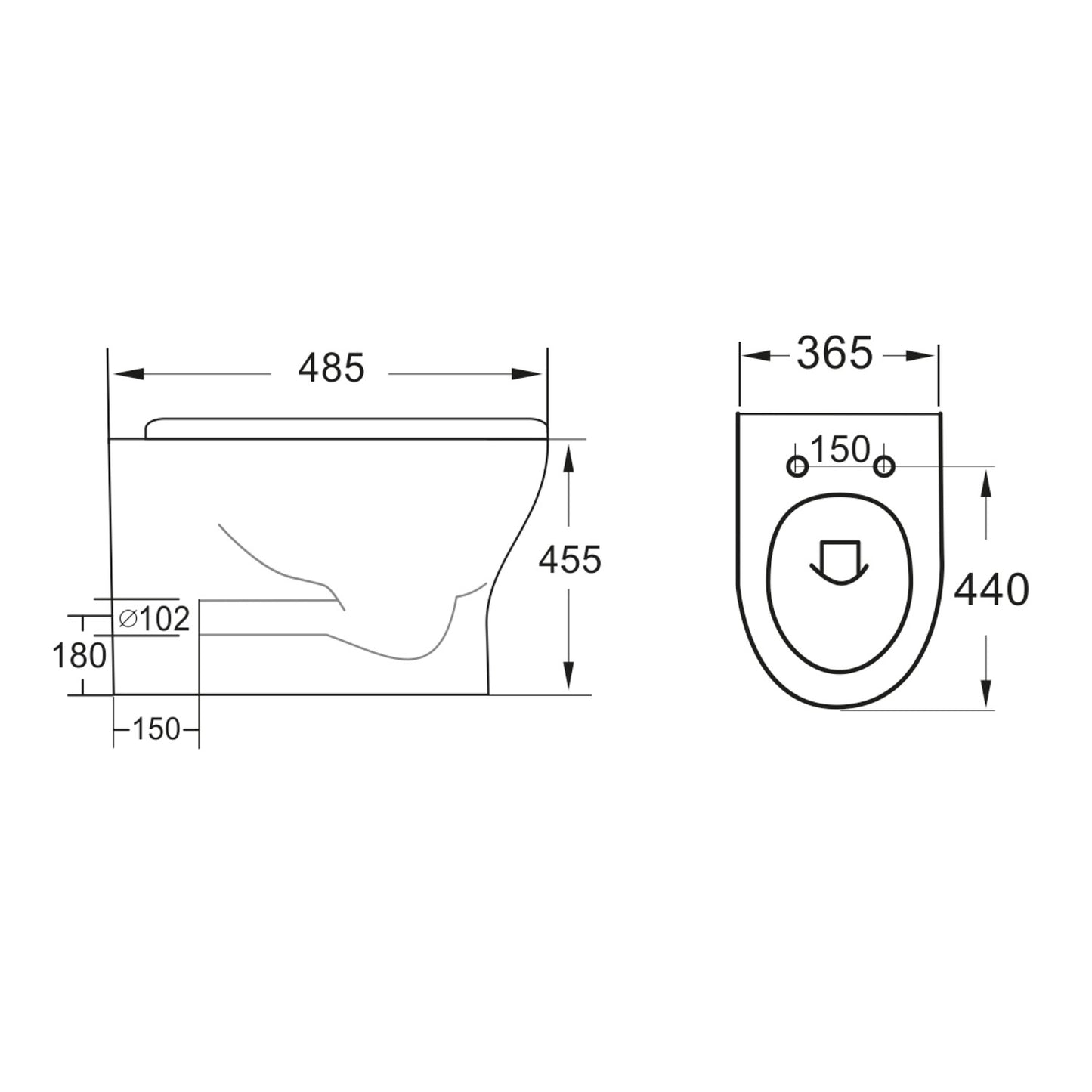 Deia Rimless Comfort Height Back To Wall  Pan & Soft Close Seat