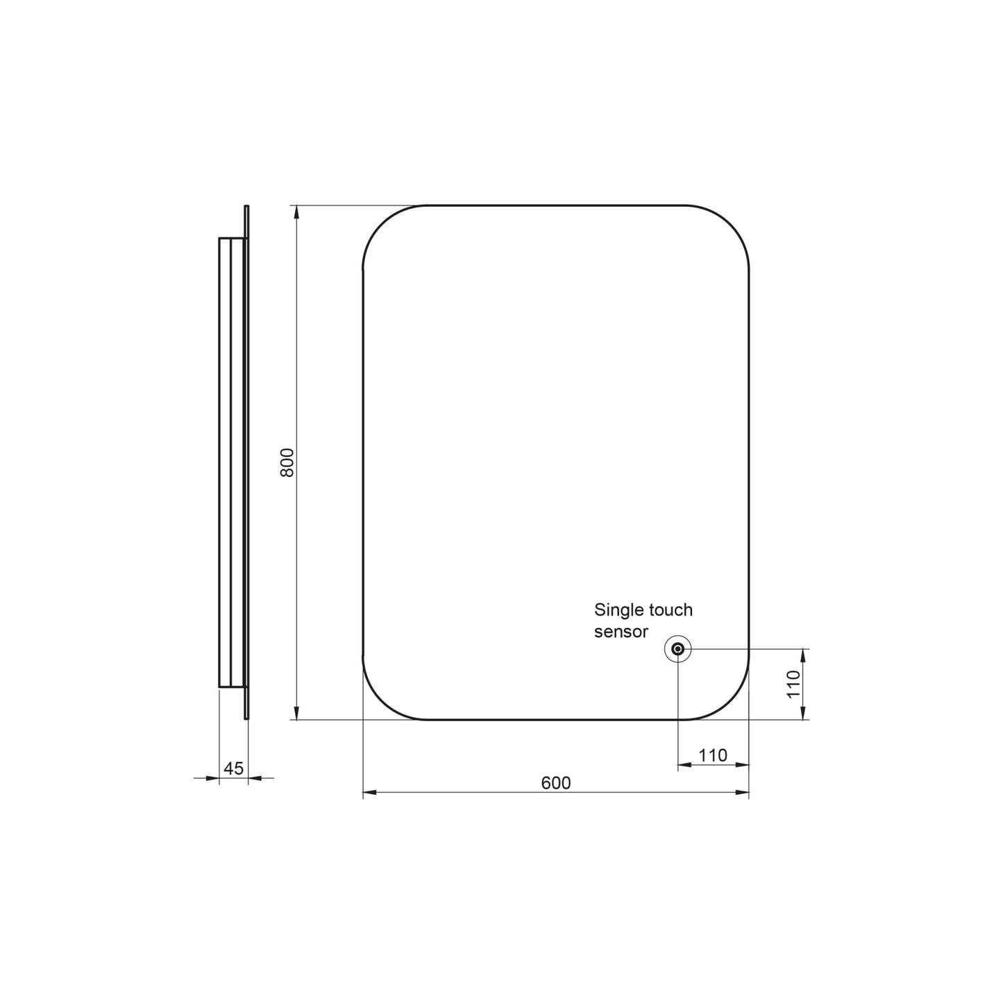 Aura LED Mirror 800x600mm