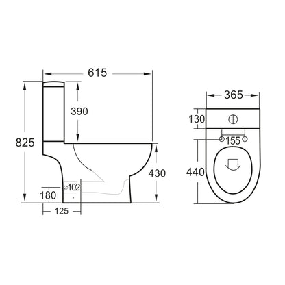 Belini Rimless Open Back Pan Including Cistern & Soft Close Seat