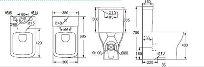 Porto Rimless Closed Back Complete Toilet inc Seat and Fittings