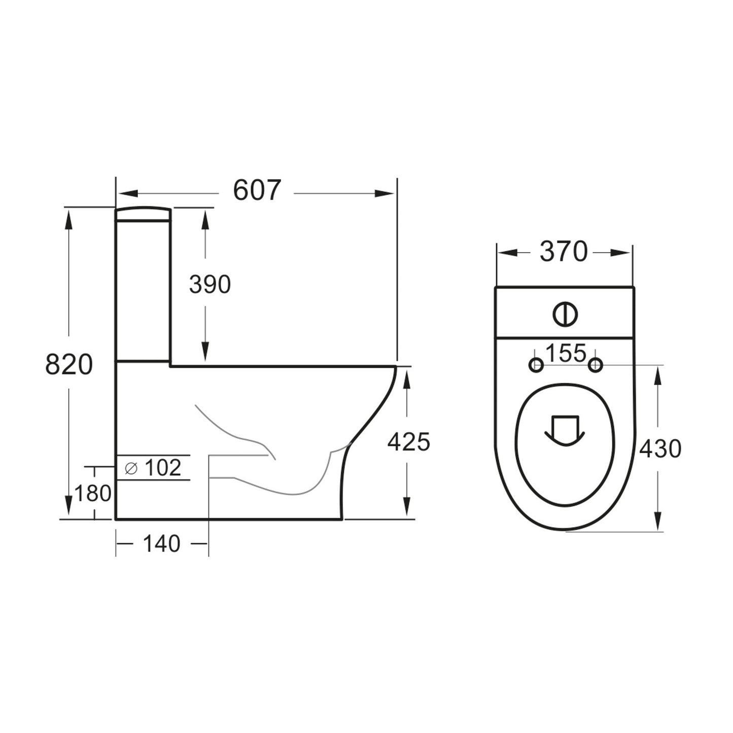 Deia Rimless Closed Back Pan Including Cistern & Soft Close Seat