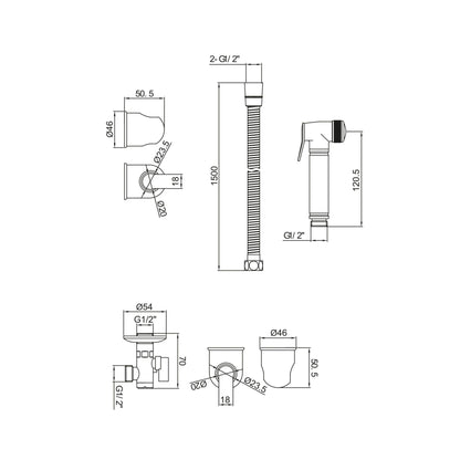 Douche Handset , Flexi , Holder and Oulet Elbow