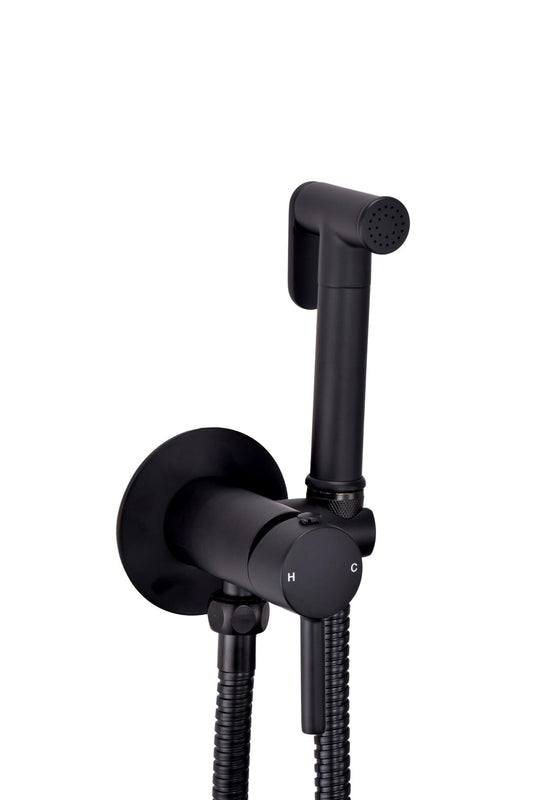 Douche Handset, Flexi, Holder and Outlet Elbow Black