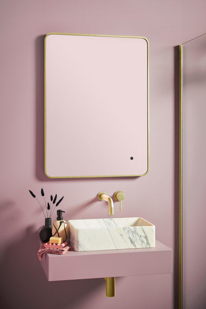 ALFIE SOFT EDGE LED MIRROR BRASS 500×700