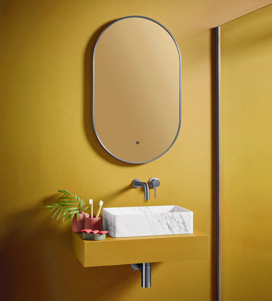 AUBREY LED MIRROR GUNMETAL 500×800