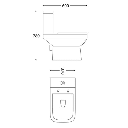 Porto Rimless Open Back Pan Including Cistern & Wrap Over Seat
