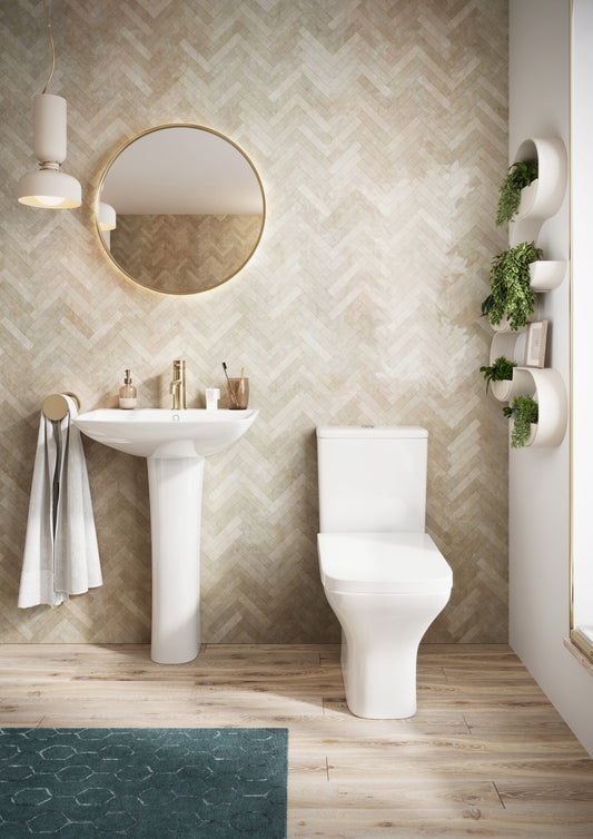 Porto Rimless Open Back Pan Including Cistern & Wrap Over Seat