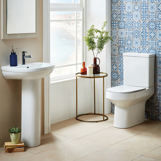 Spa Rimless Open Back Pan Including Cistern &  Shaped Soft Close Seat