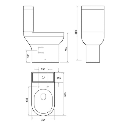 Spa Comfort Height Open Back Pan Including Cistern & Soft Close Seat