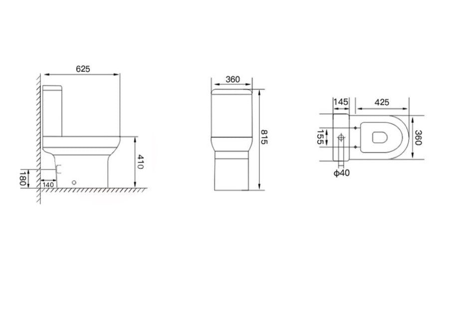 Spa Rimless Open Back Pan Including Cistern &  Shaped Soft Close Seat