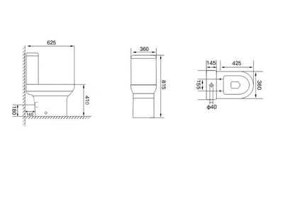 Spa Rimless Open Back Pan Including Cistern &  Shaped Soft Close Seat
