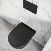 Riviera Rimless Round Wall Hung Pan Including Soft Close Seat - Matt Black
