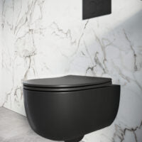 Riviera Rimless Round Wall Hung Pan Including Soft Close Seat - Matt Black