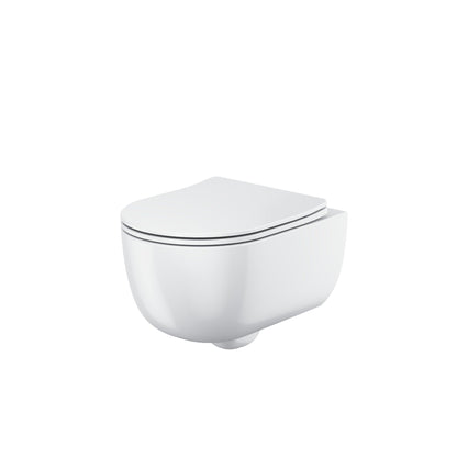 Riviera Rimless Round Wall Hung Pan Including Soft Close Seat - Gloss White