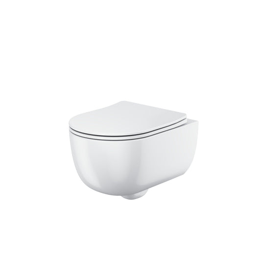 Riviera Rimless Round Wall Hung Pan Including Soft Close Seat - Gloss White