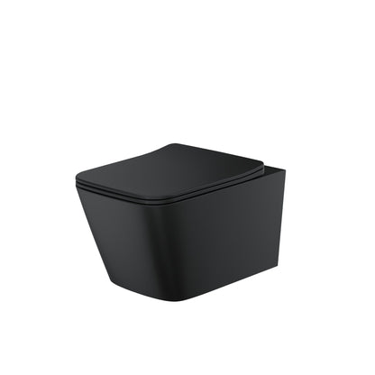 Riviera Rimless Square Wall Hung Pan Including Soft Close Seat - Matte Black