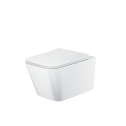 Riviera Rimless Square Wall Hung Pan Including Soft Close Seat - Gloss White