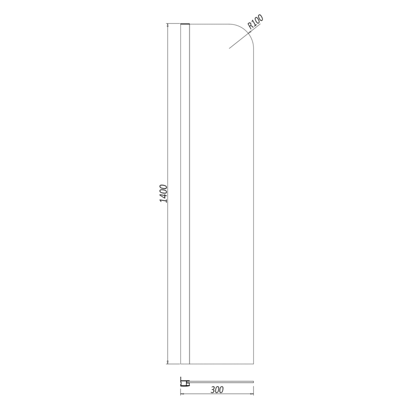 S6 Fixed Radius Bath Screen